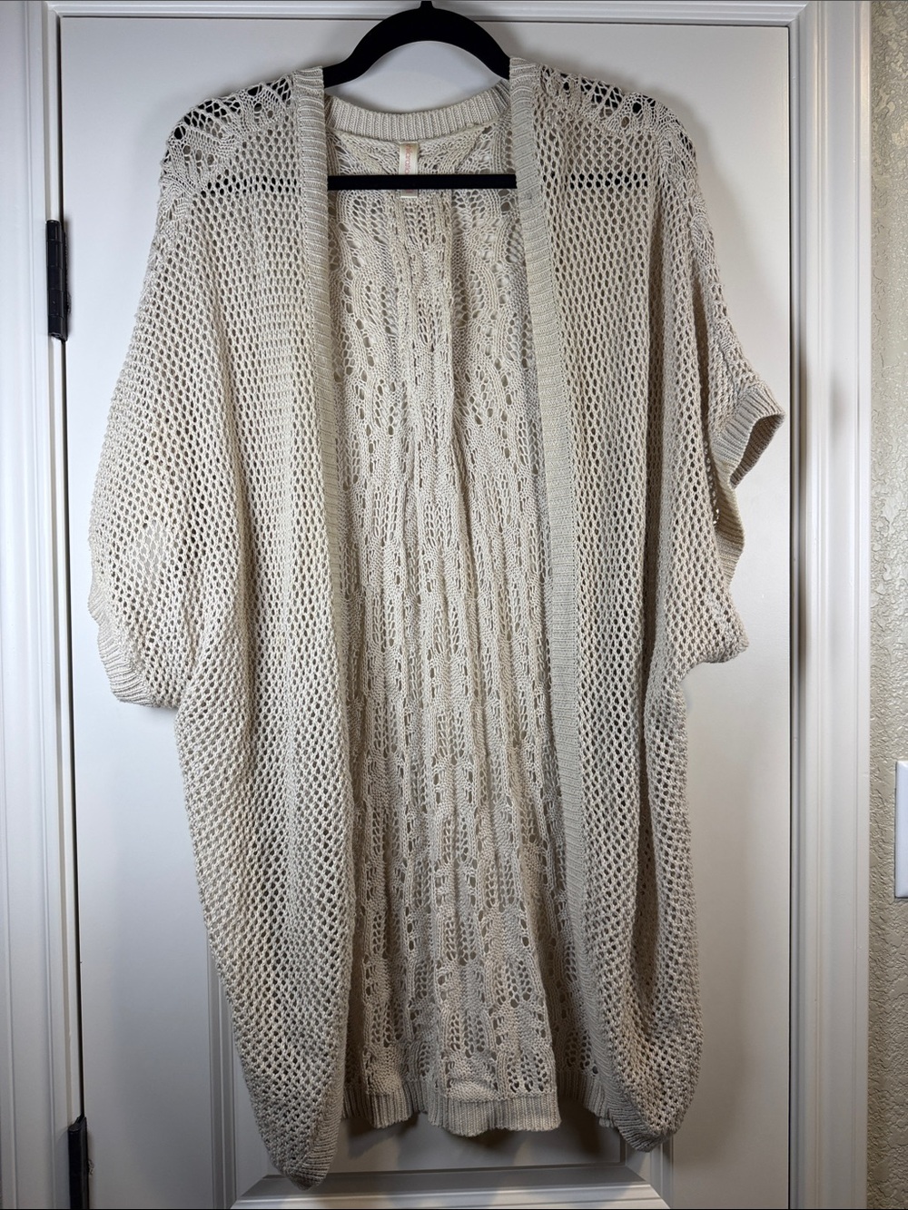 Xhilaration Cream Open-Knit Draped Cardigan - Size L